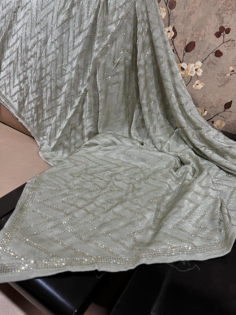 Swarovski satin designer saree - Saffronfashionindia