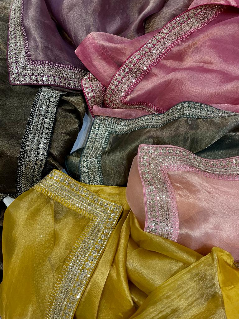 Kanjeevaram inspired tissue saree - Saffronfashionindia