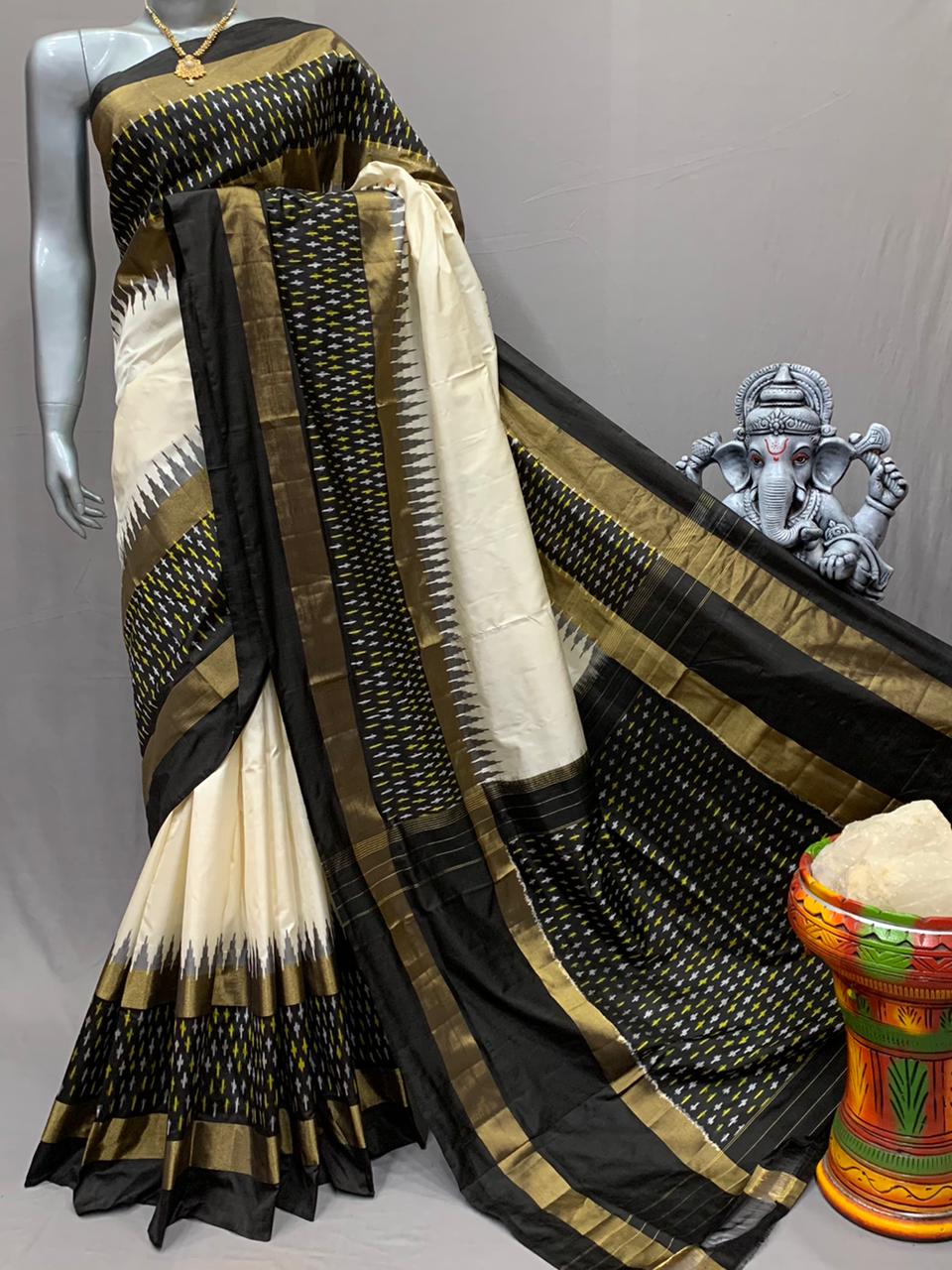 Ikkat Indian saree women sari blouse - Saffronfashionindia