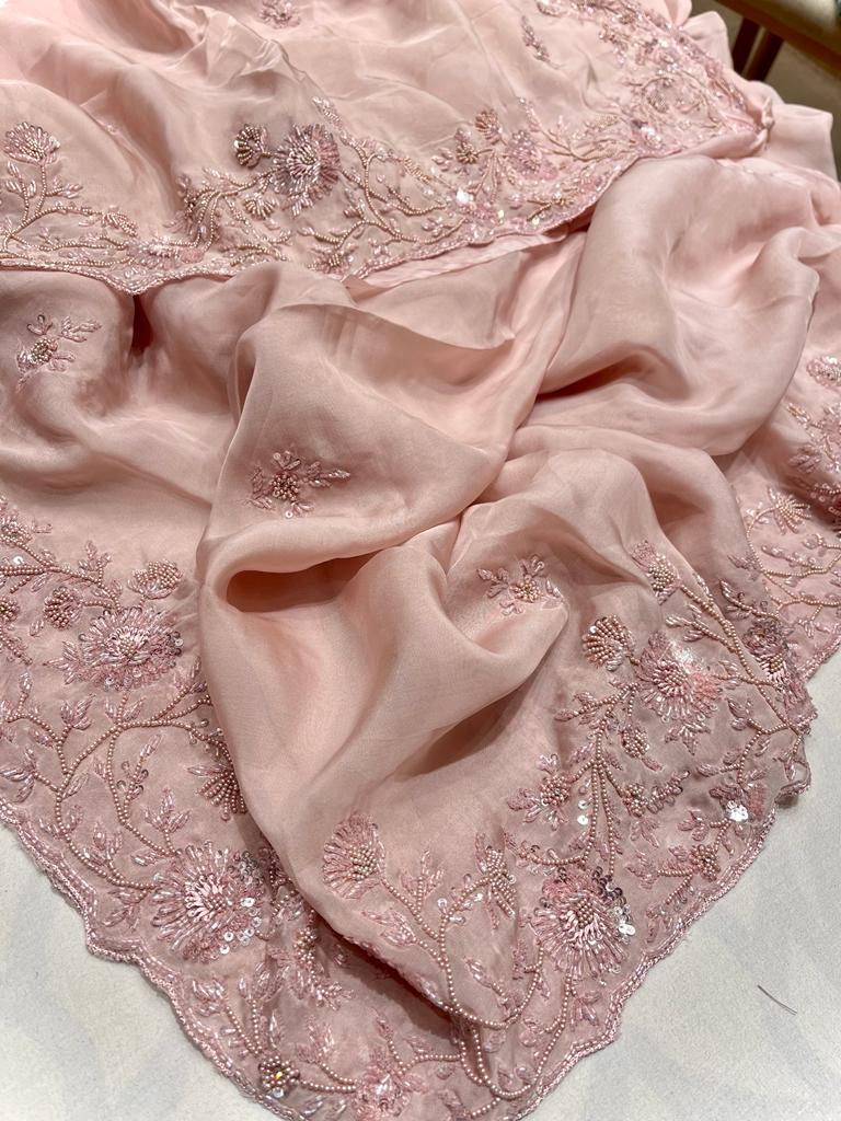 Bridesmaid organza saree - Saffronfashionindia