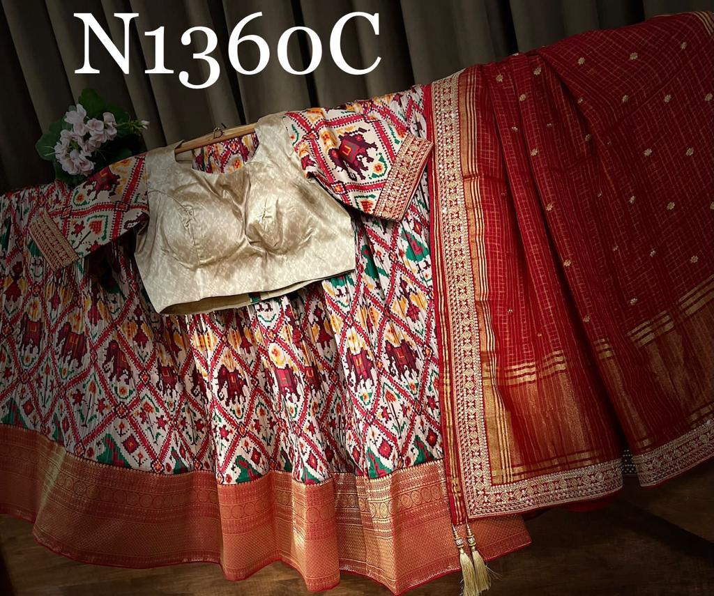 Marina silk lehanga - Saffronfashionindia