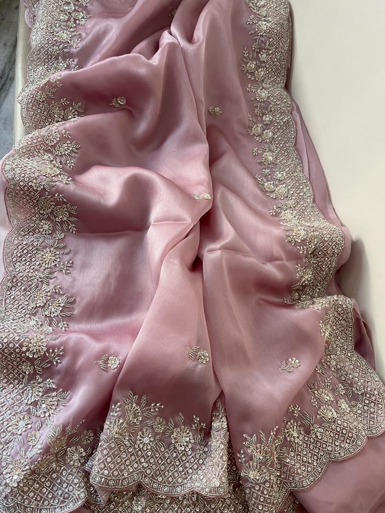 Bambi organza partywear saree - Saffronfashionindia