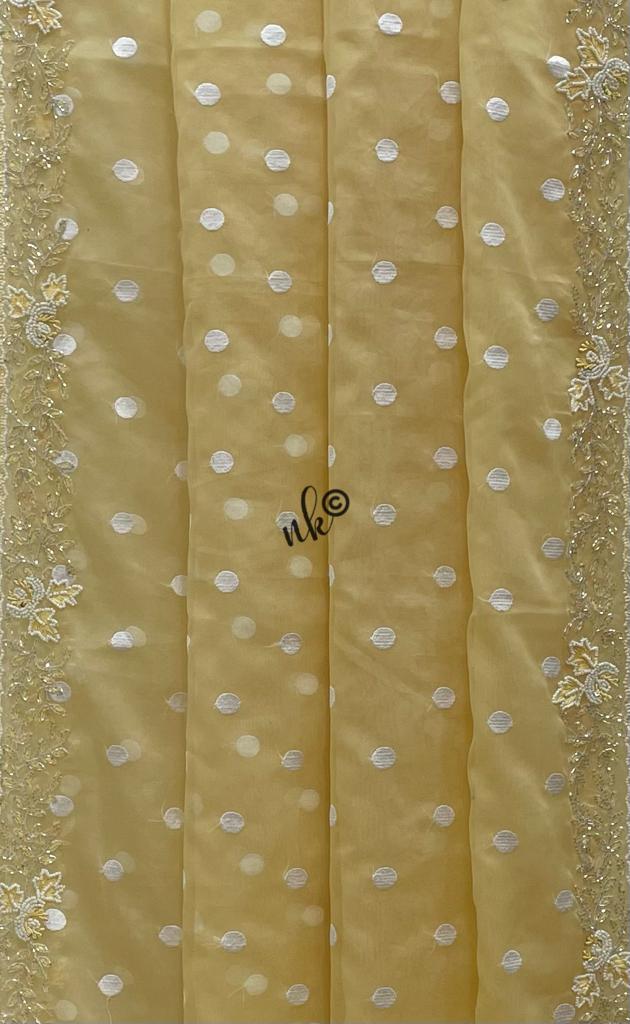 Polka dot organza saree - Saffronfashionindia