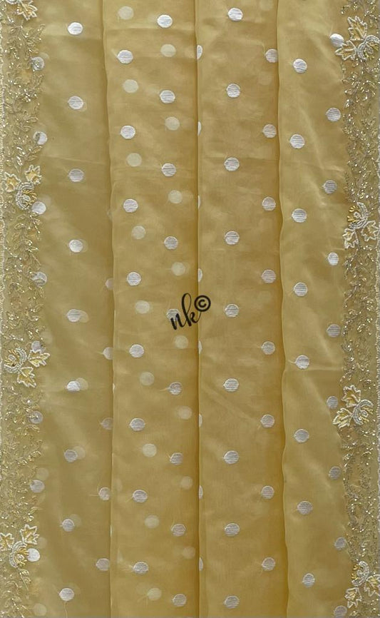 Polka dot organza saree - Saffronfashionindia