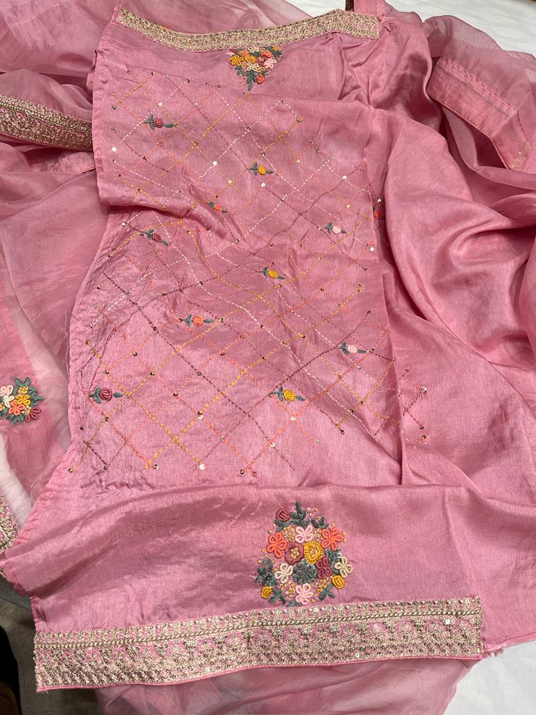 Benzie organza French knot saree - Saffronfashionindia