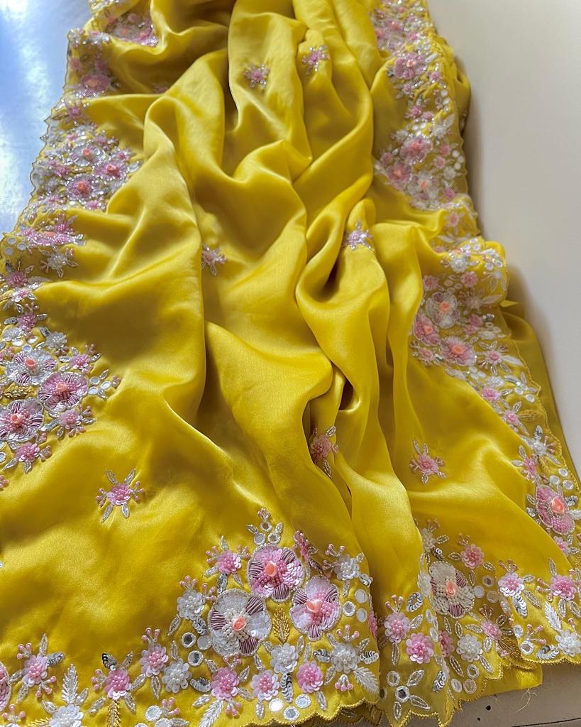Amboni organza sequence saree - Saffronfashionindia