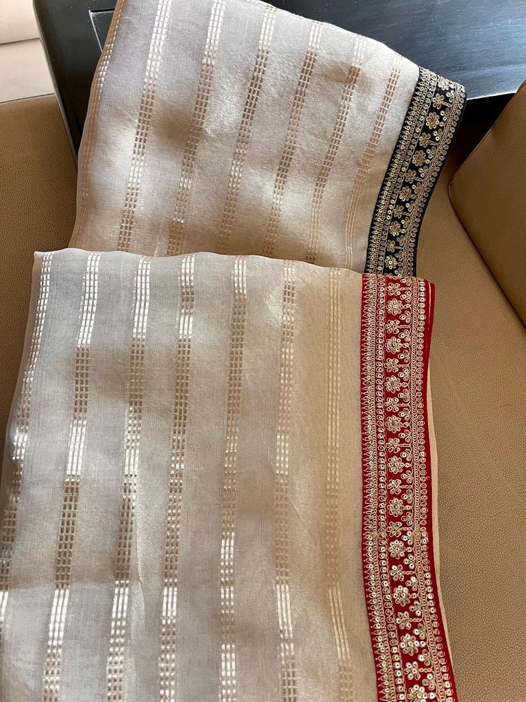 Lovely tissue organza saree - Saffronfashionindia