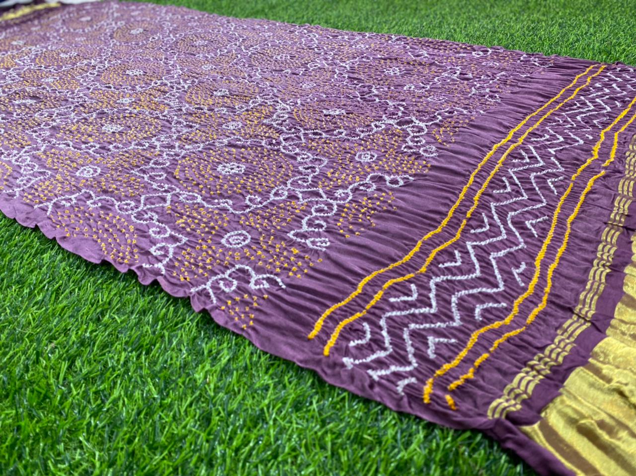 Gazing silk Bandhani dupatta - Saffronfashionindia