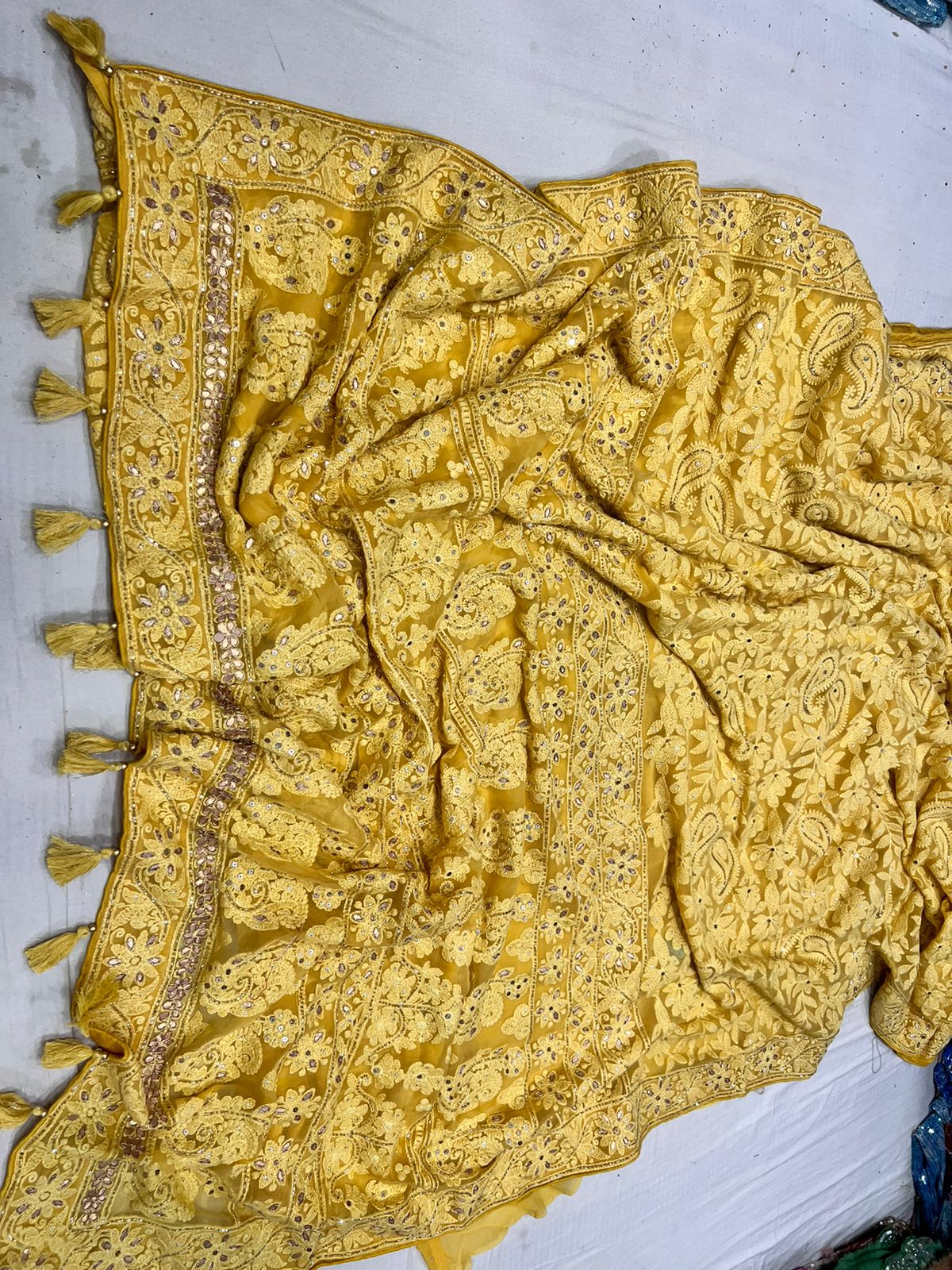 Jinnah Chikankari gottapatti saree - Saffronfashionindia
