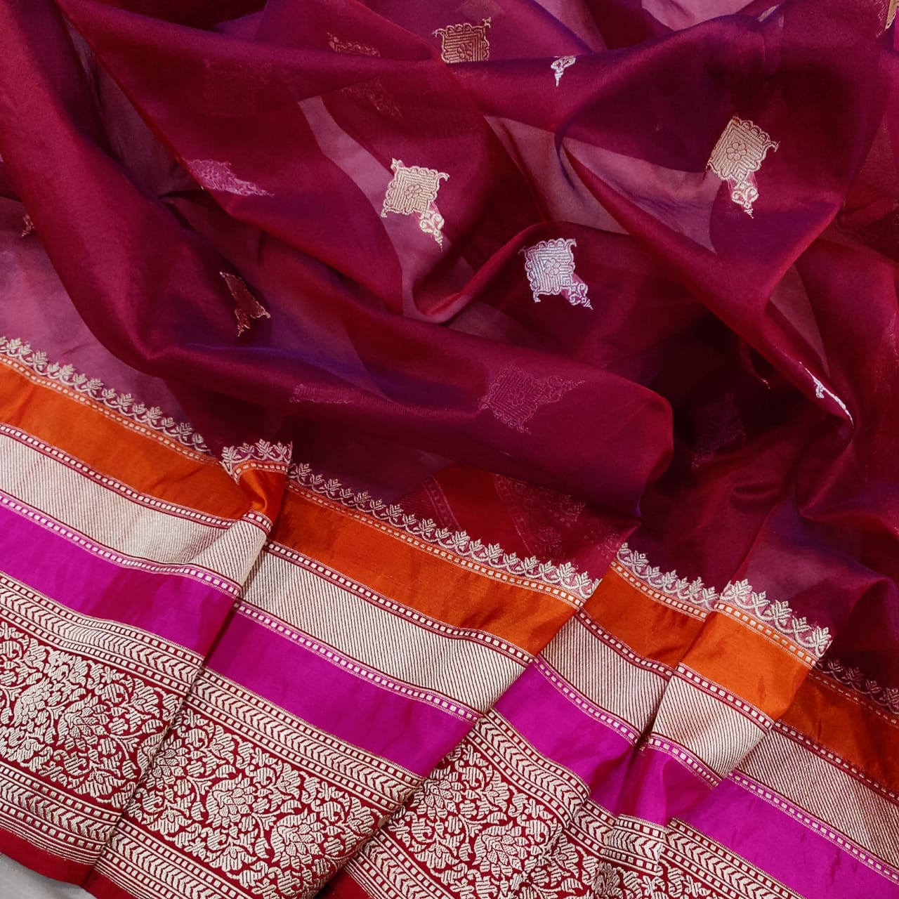 Vanisha handwoven kora saree - Saffronfashionindia