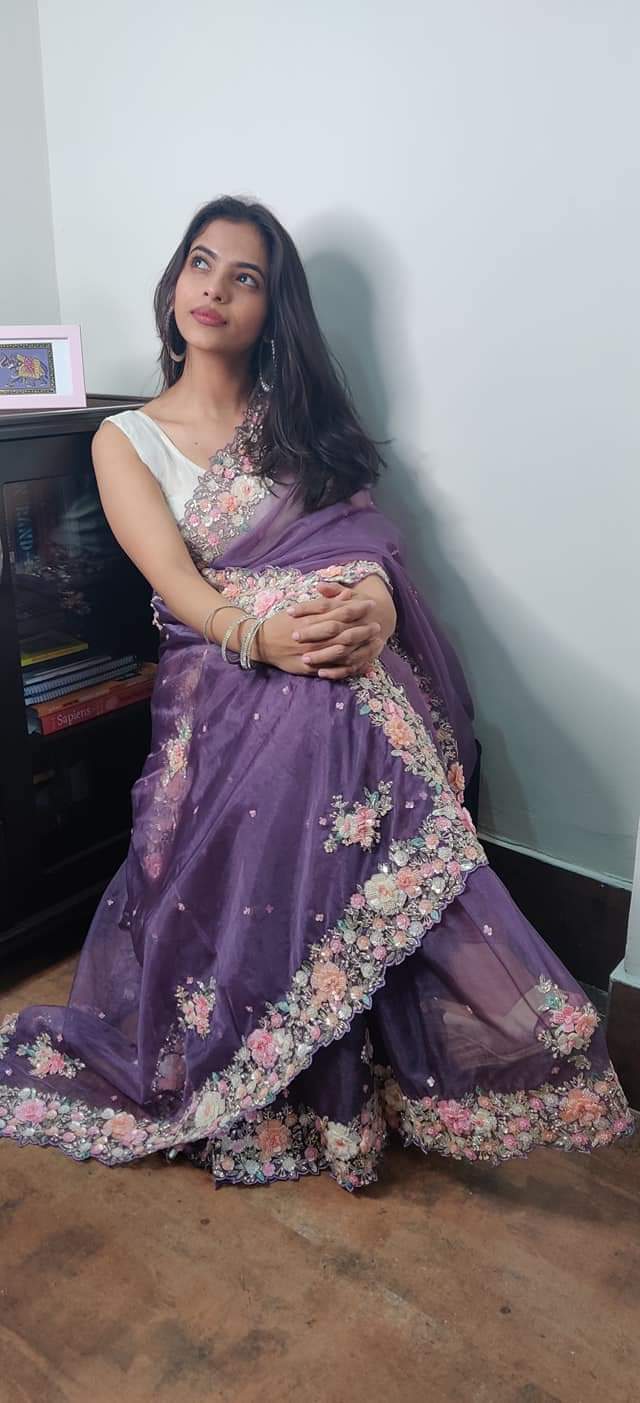 Dreamy organza saree - Saffronfashionindia