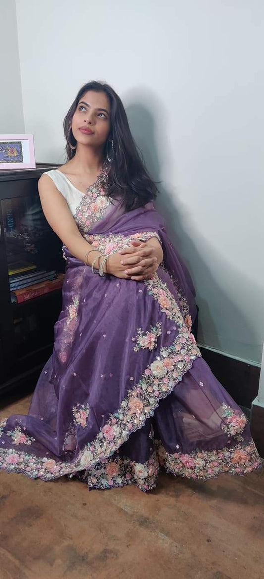 Dreamy organza saree - Saffronfashionindia