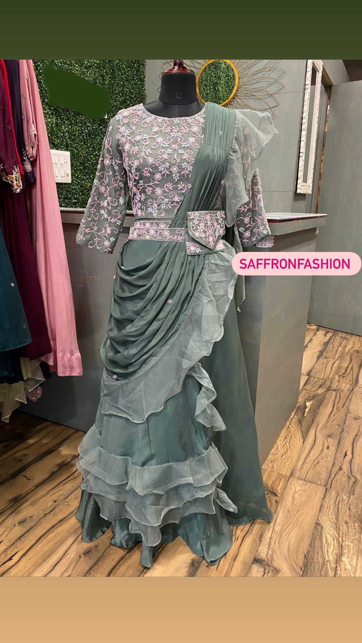 Rudrika organza indowestern dress - Saffronfashionindia
