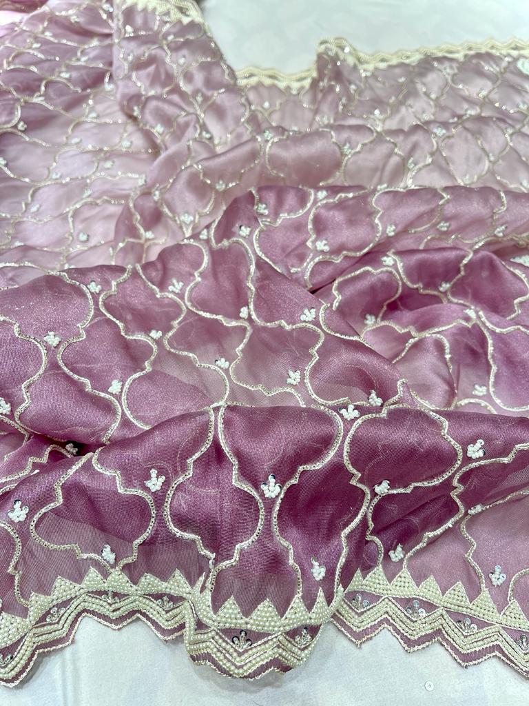 Nanika tissue organza saree - Saffronfashionindia