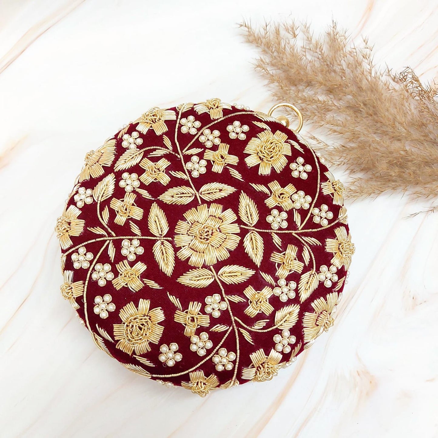 Bridal round clutch - Saffronfashionindia