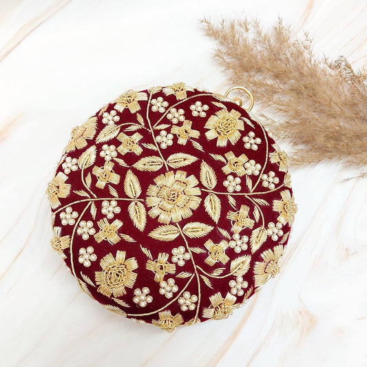 Bridal round clutch - Saffronfashionindia