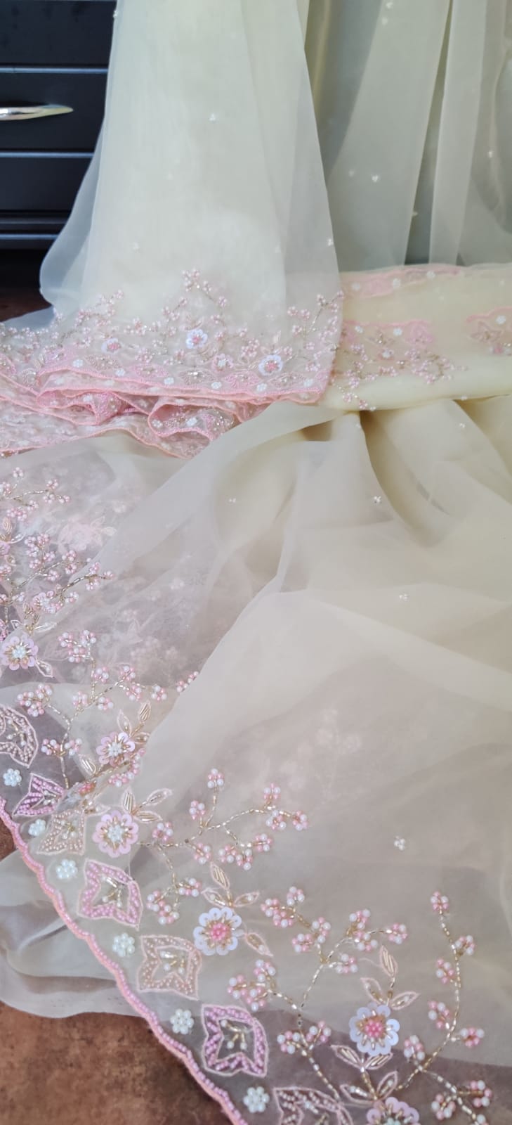 Ishu embroidery organza saree - Saffronfashionindia