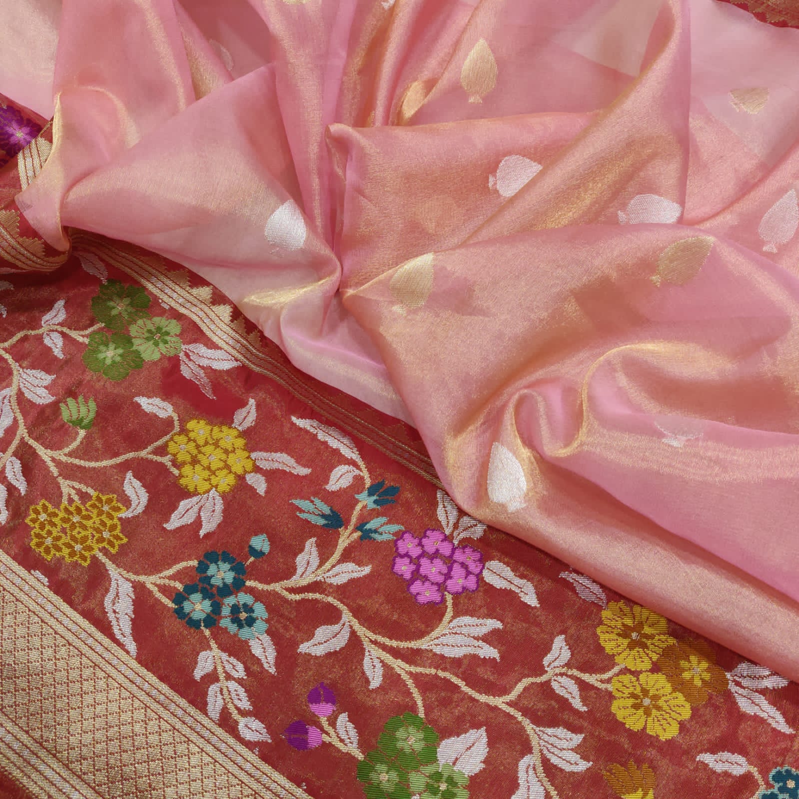 Kushnama tissue handwoven zari saree - Saffronfashionindia