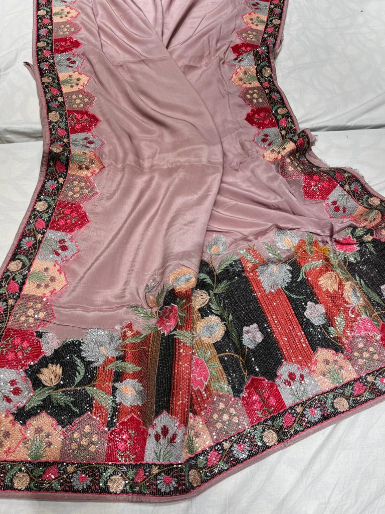Ashvi crepe designer saree - Saffronfashionindia