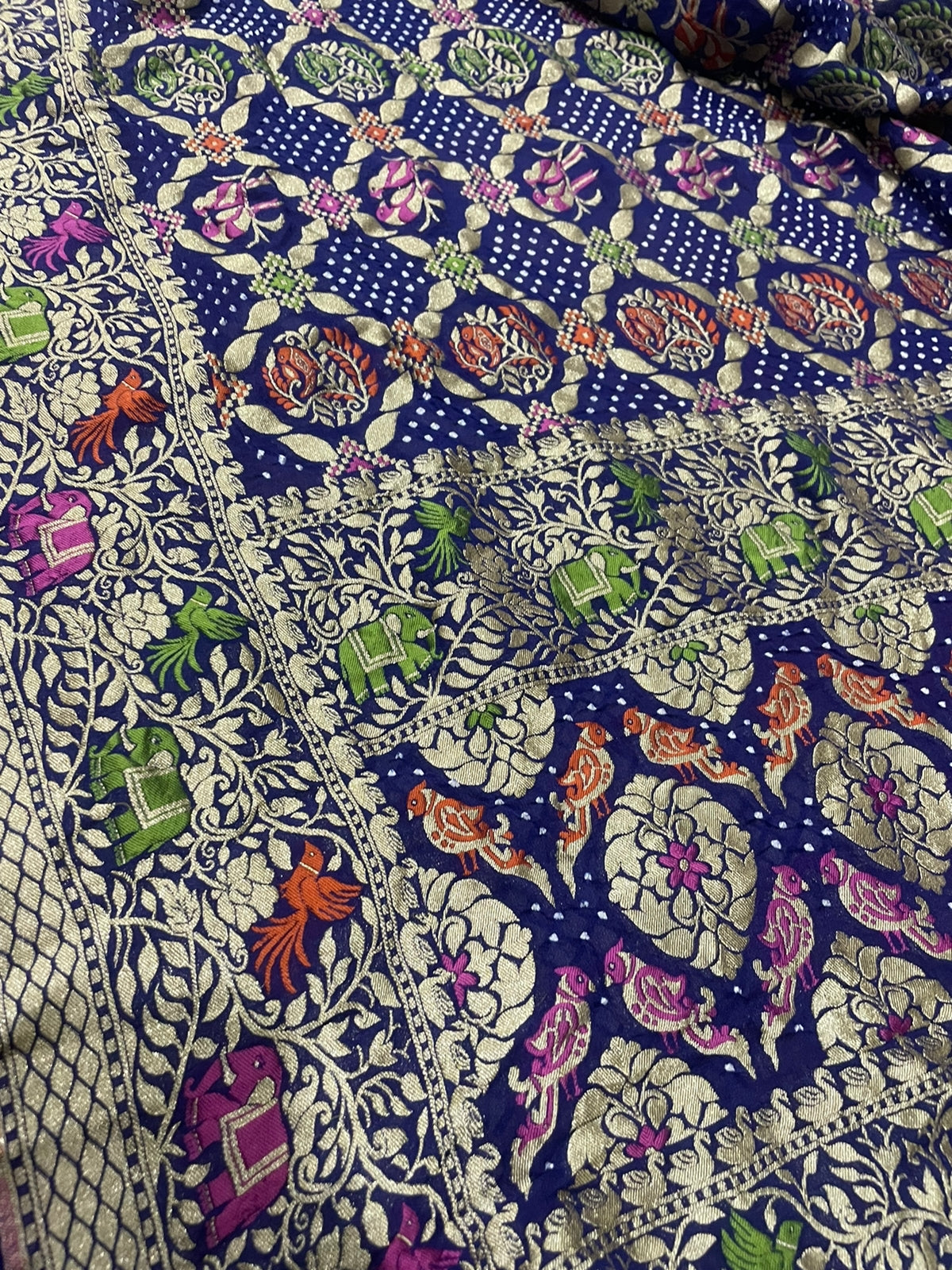 Bandhej dupatta,,,,Banarsi dupatta,,,,handwoven dupatta - Saffronfashionindia