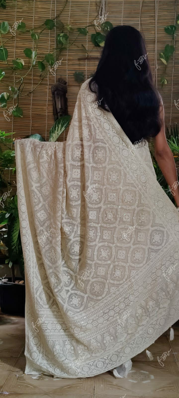 Kruti Chikankari Embroidery saree - Saffronfashionindia