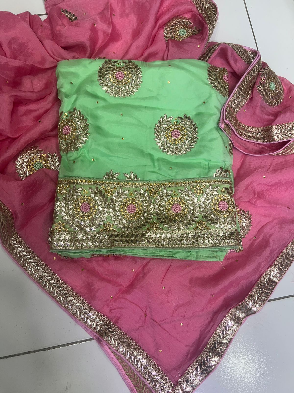 Roshni punjabi silk suit - Saffronfashionindia