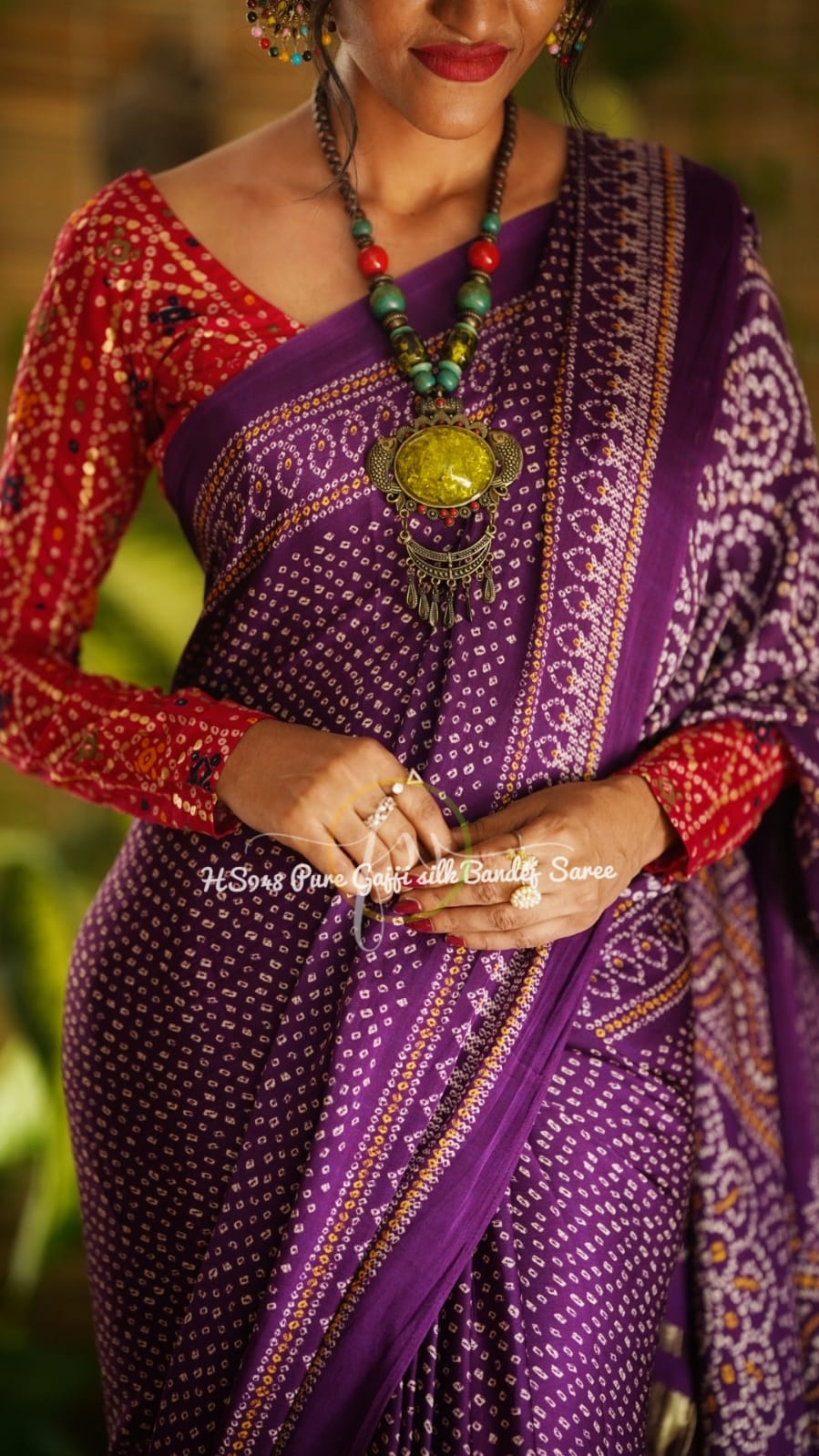 Ranisha bandhej gajji silk saree - Saffronfashionindia