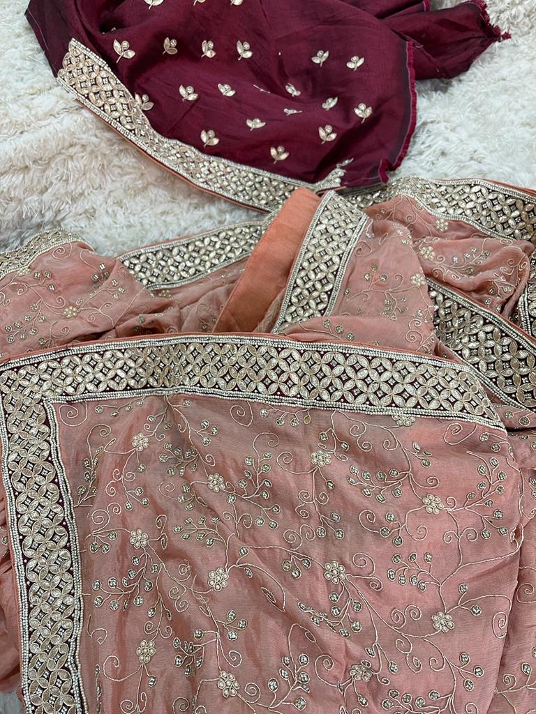 Queensy crepe saree - Saffronfashionindia