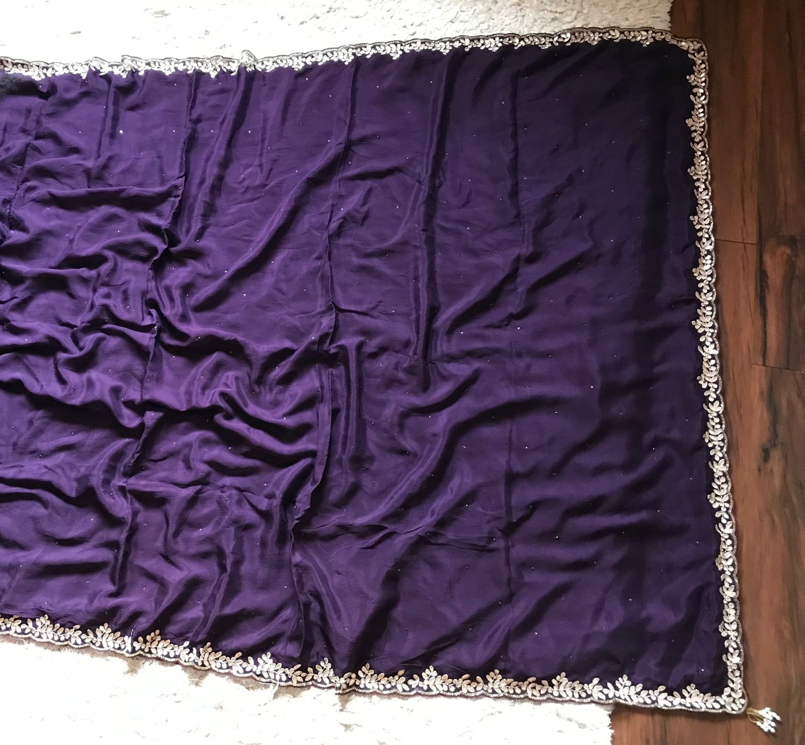Purple partywear saree - Saffronfashionindia