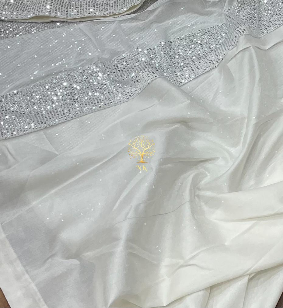 Elegant sequins partywear saree - Saffronfashionindia