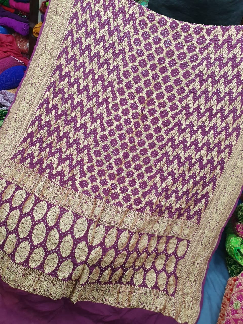 Rimili gorgette dupatta/bandhej dupatta - Saffronfashionindia