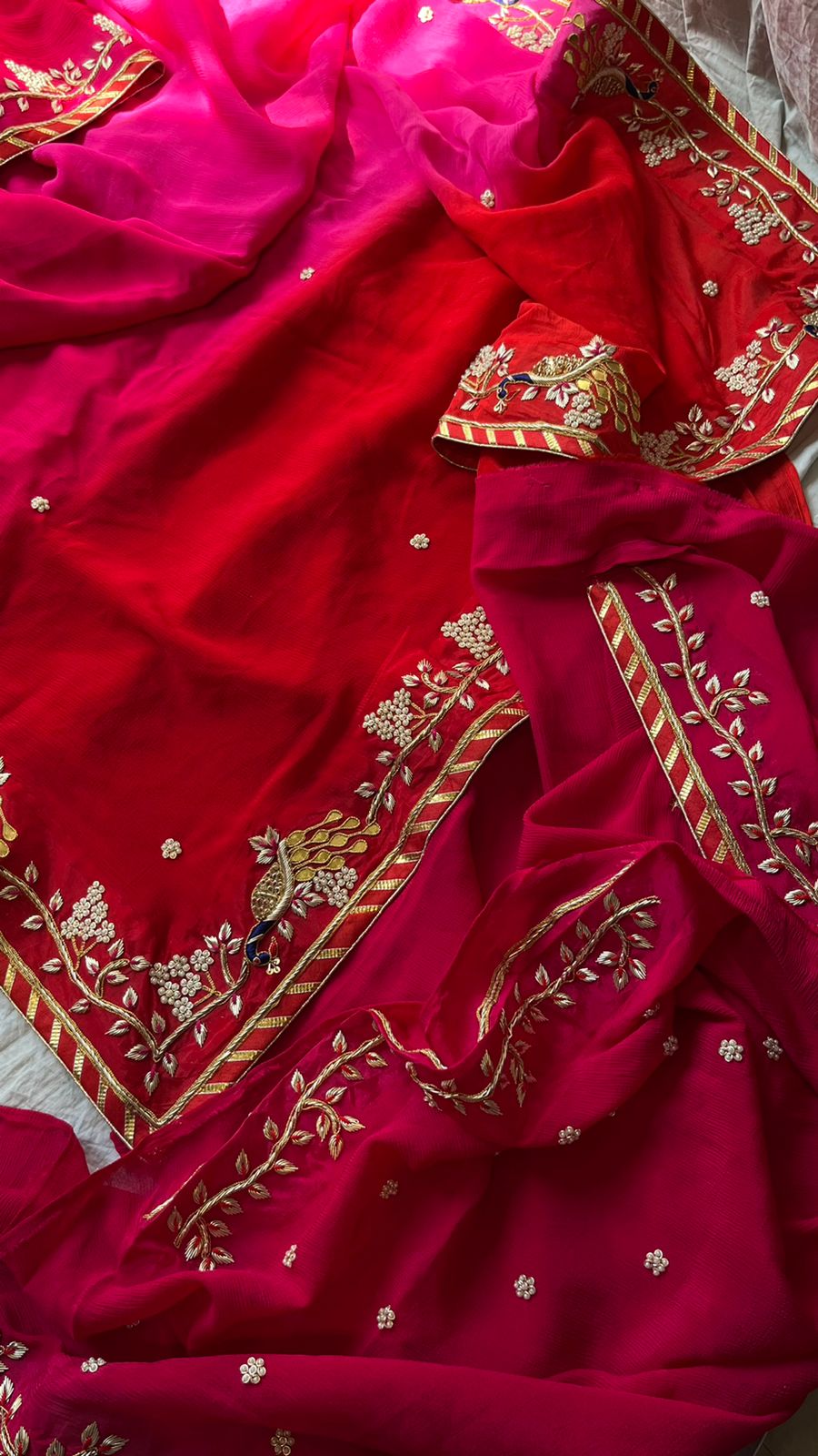 Stunning red zardosi saree - Saffronfashionindia
