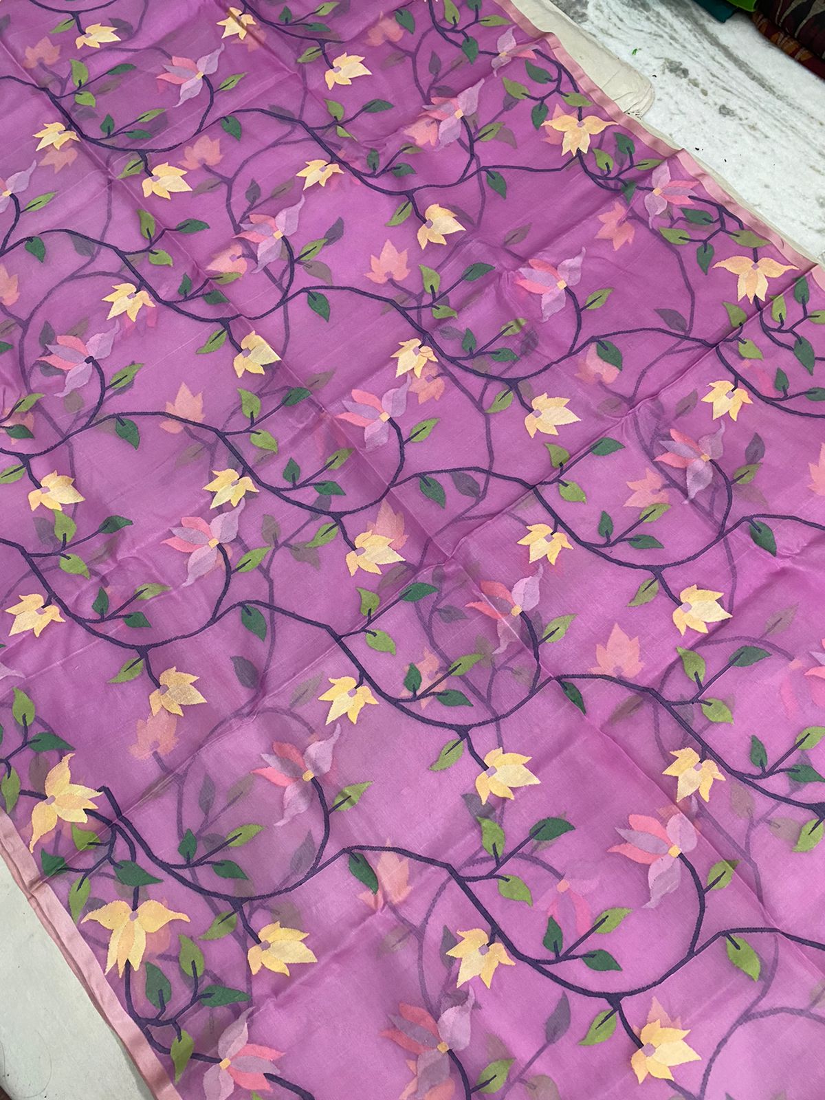 Fairly pink jamdani saree - Saffronfashionindia