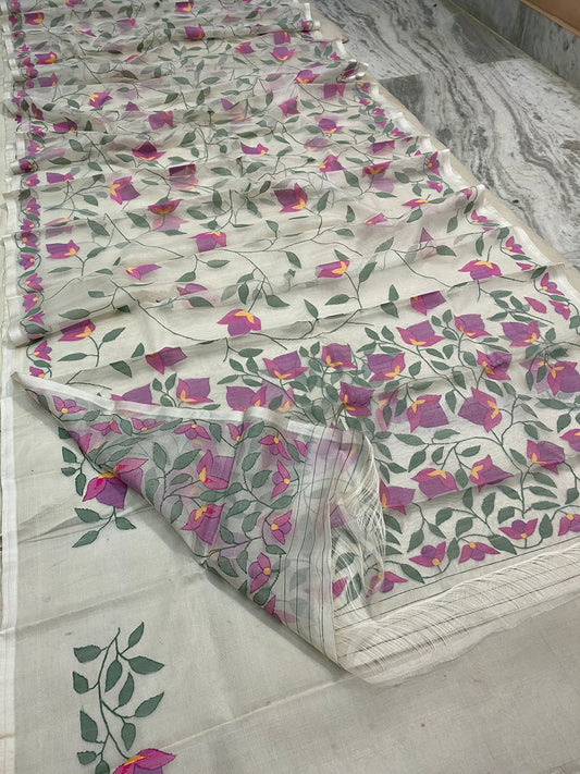 Pini muslin tantuj saree - Saffronfashionindia