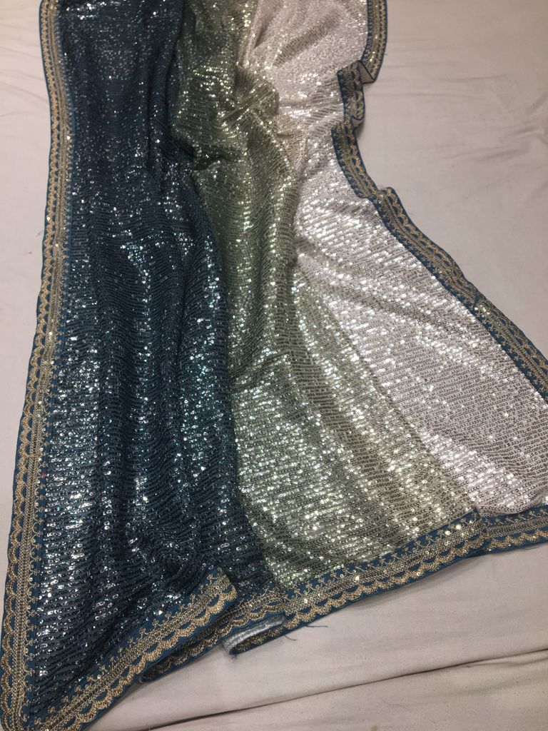 Sequins partywear saree - Saffronfashionindia