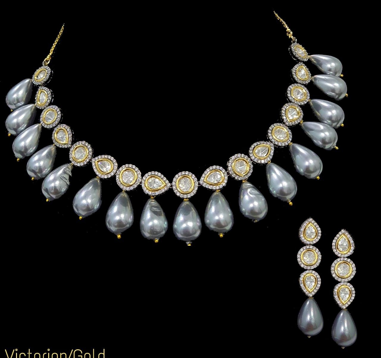 Victorian inspired baroque necklace set - Saffronfashionindia