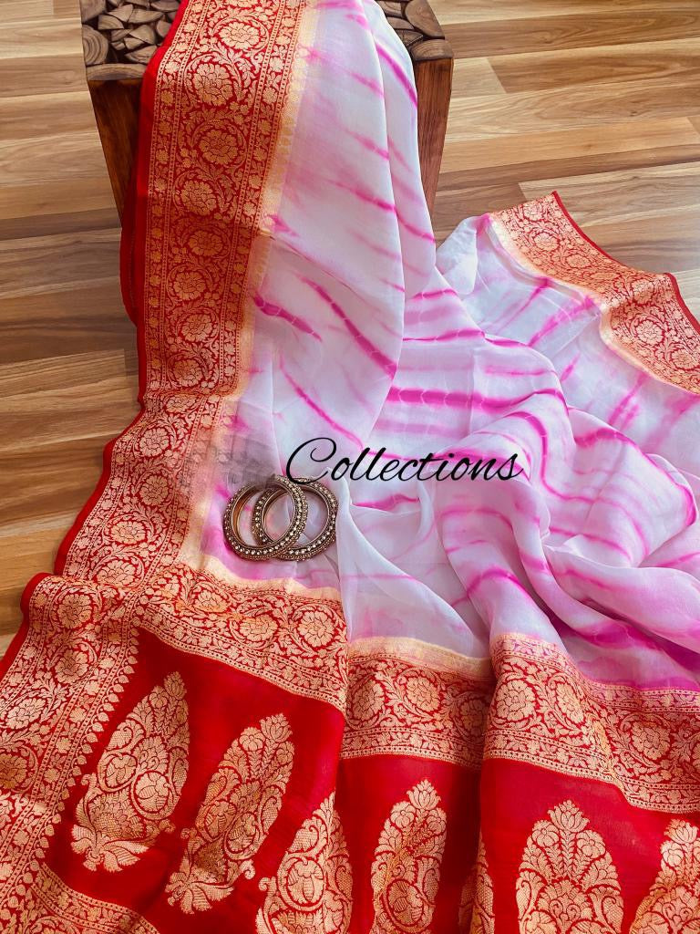Shibpari gorgette chiffon saree - Saffronfashionindia