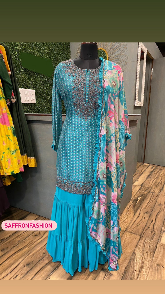 Rochak kurta gharara set Saffron fashion