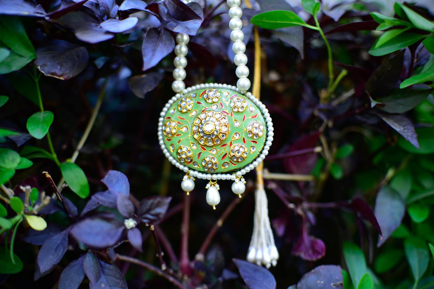 Pivani Pearl Meenakari necklace set - Saffronfashionindia