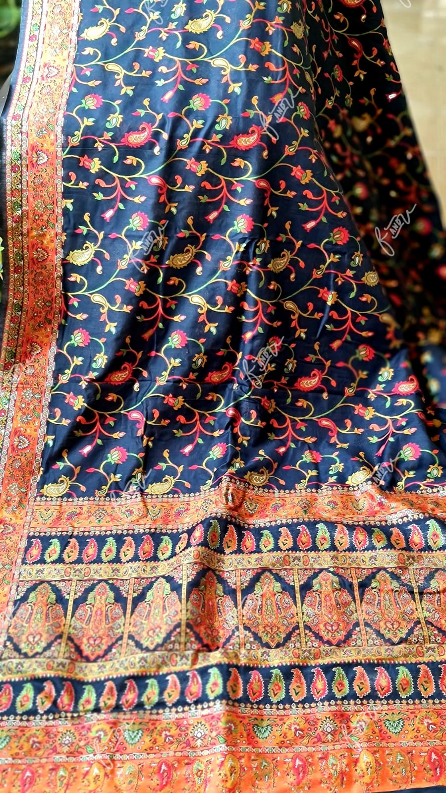 Black pasha Kani silk saree - Saffronfashionindia
