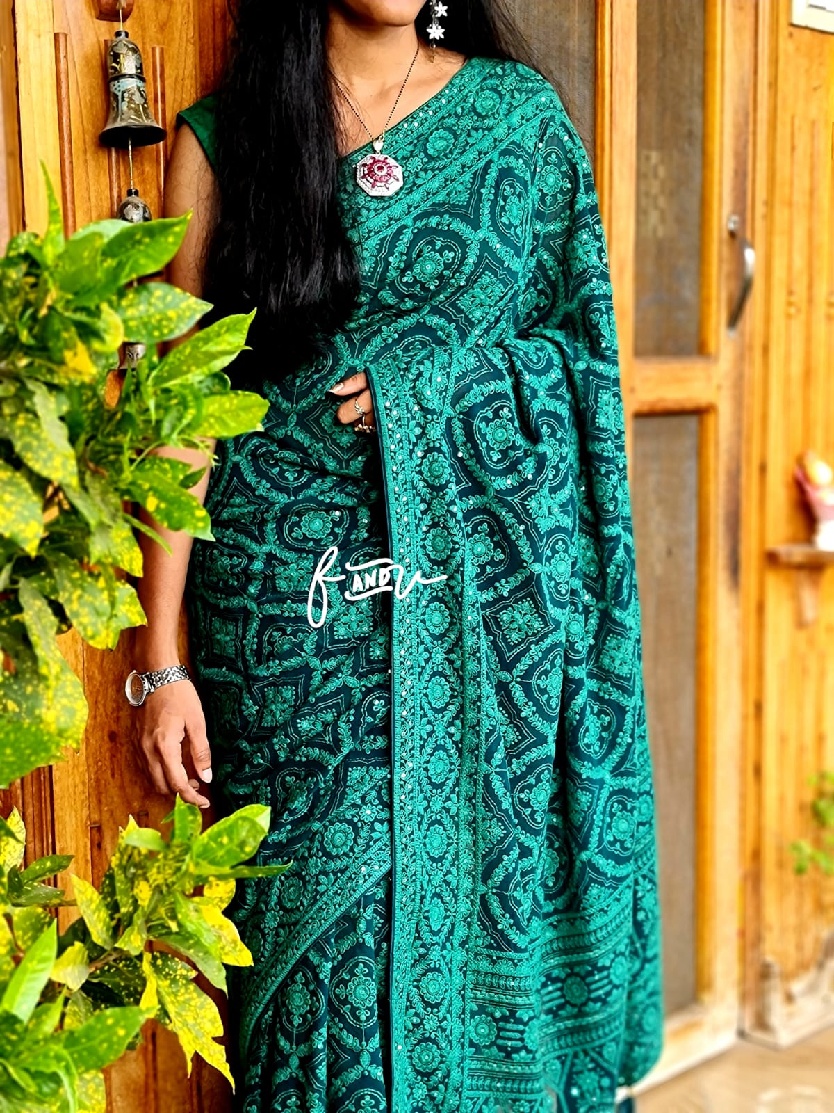 Kruti Chikankari Embroidery saree - Saffronfashionindia