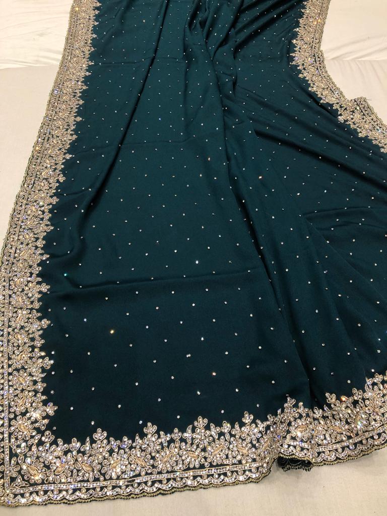 Crepe gorgette saree - Saffronfashionindia