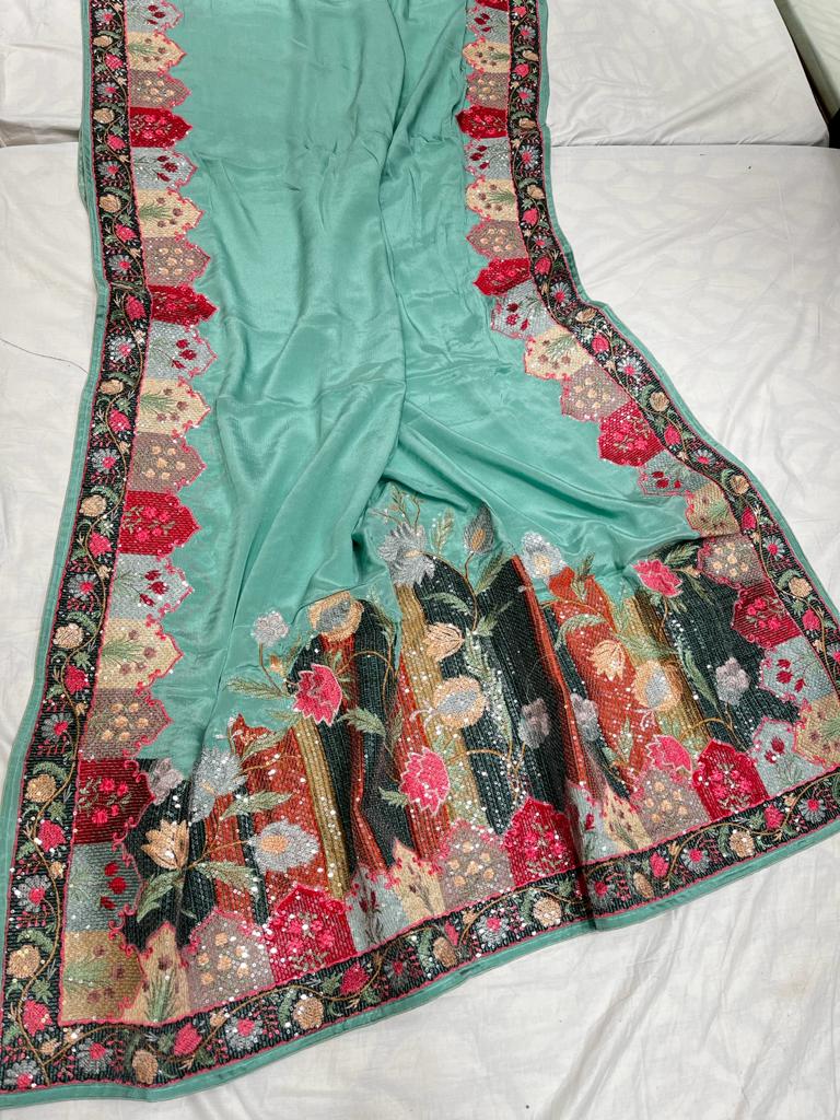 Ashvi crepe designer saree - Saffronfashionindia