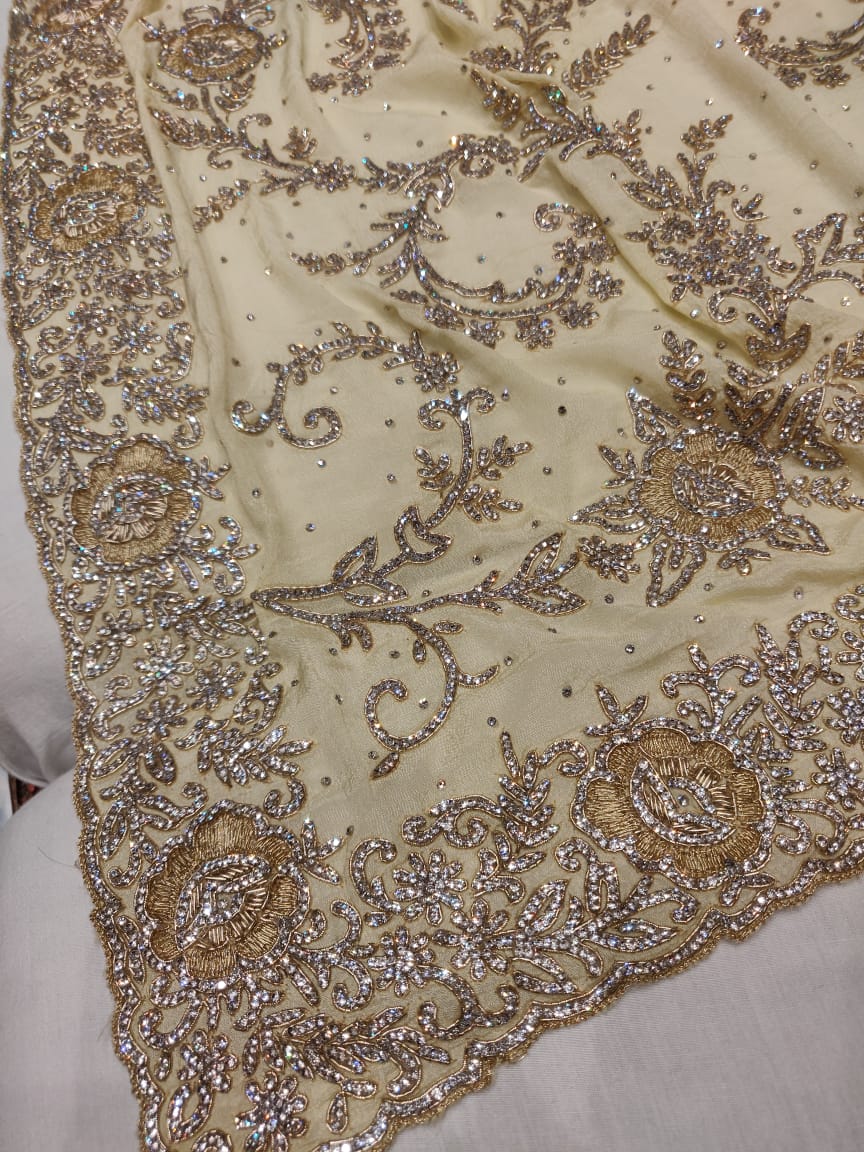 Mavita crepe zardosi saree - Saffronfashionindia