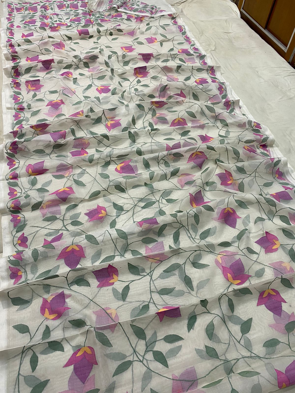 Pini muslin tantuj saree - Saffronfashionindia