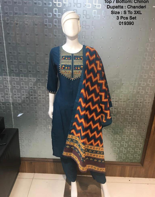 Indiana chinon suit - Saffronfashionindia
