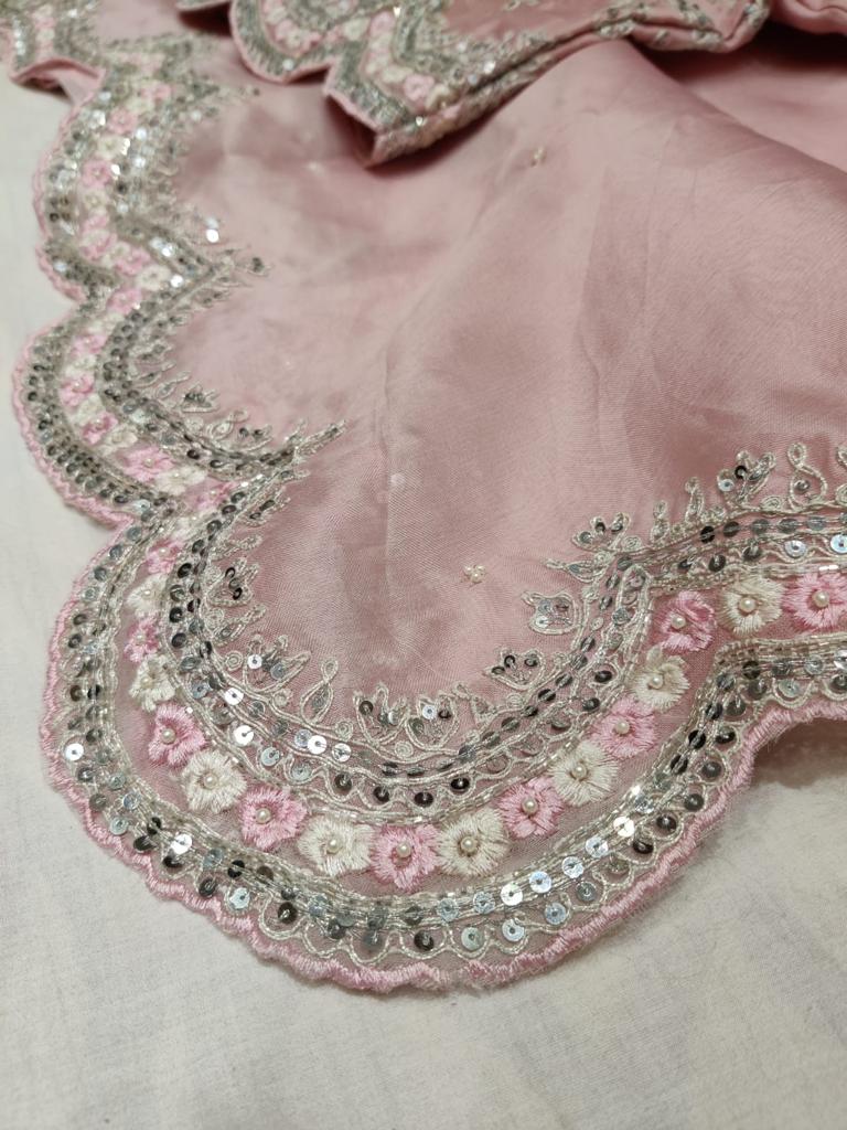 Kanha sequins zardosi organza saree - Saffronfashionindia