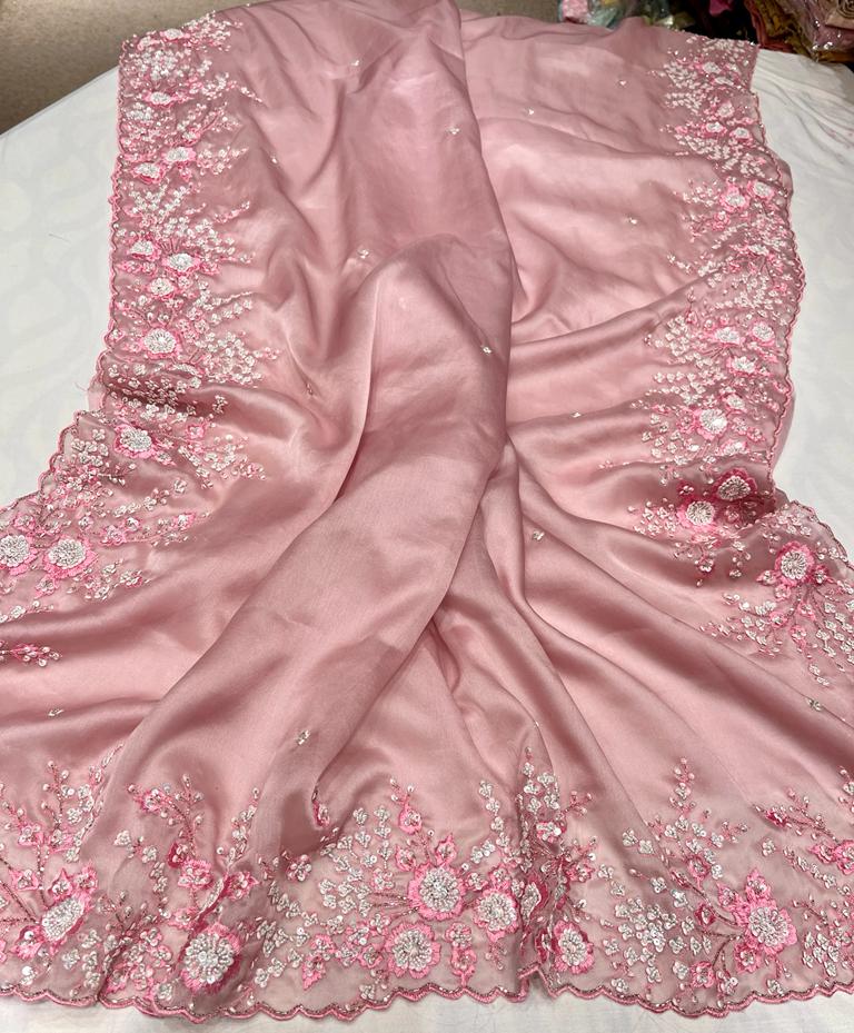 Ishik organza partywear saree - Saffronfashionindia
