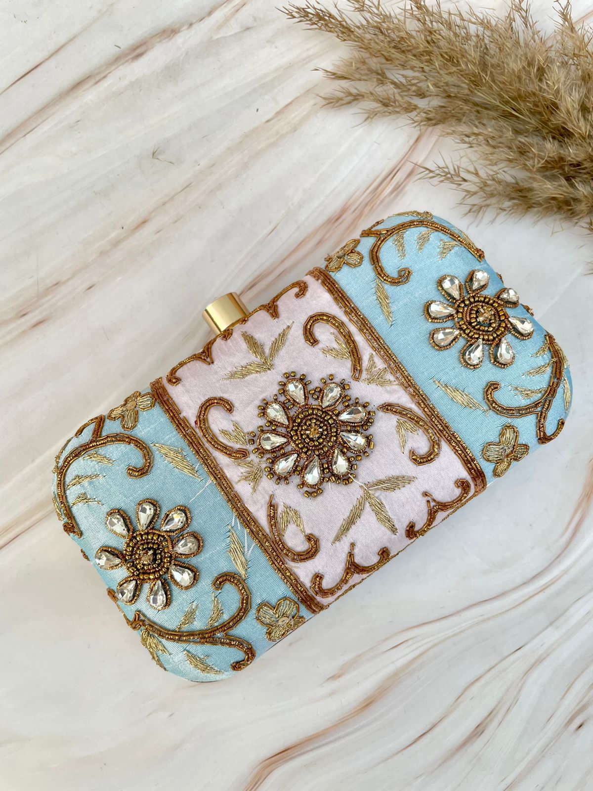 Aviral embroidered clutch - Saffronfashionindia