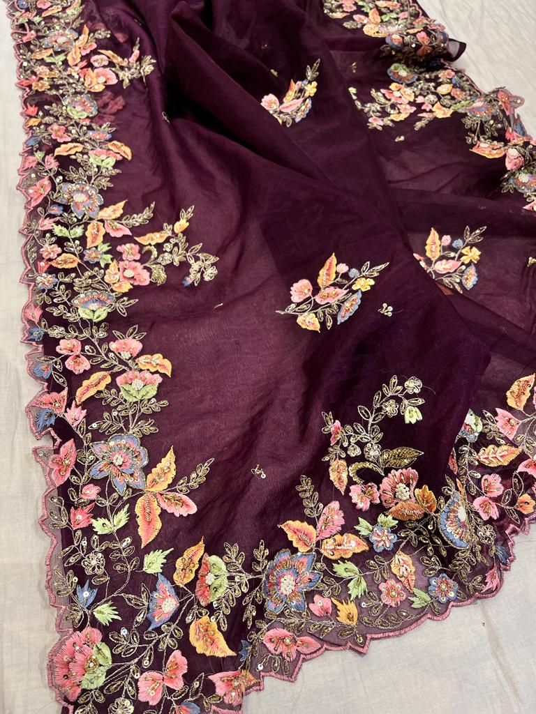 Venice purple saree - Saffronfashionindia